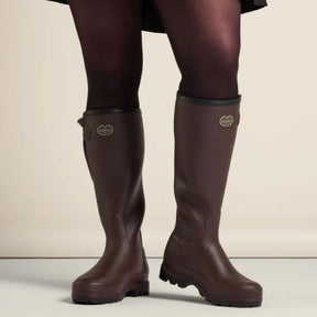 Le Chameau Women's Vierzonord Neoprene Lined Wellington Boot in Marron Fonce
