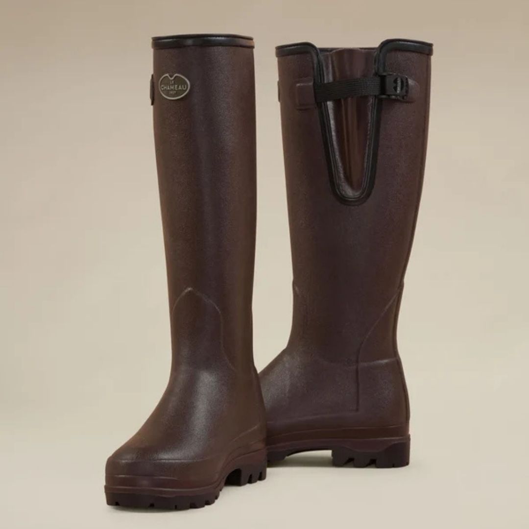Le Chameau Women's Vierzonord Neoprene Lined Wellington Boot in Marron Fonce