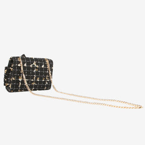 Lola Casademunt Tweed Crossbody Bag in Black & Gold