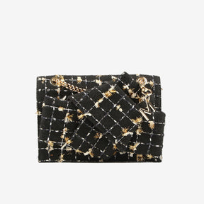 Lola Casademunt Tweed Crossbody Bag in Black & Gold