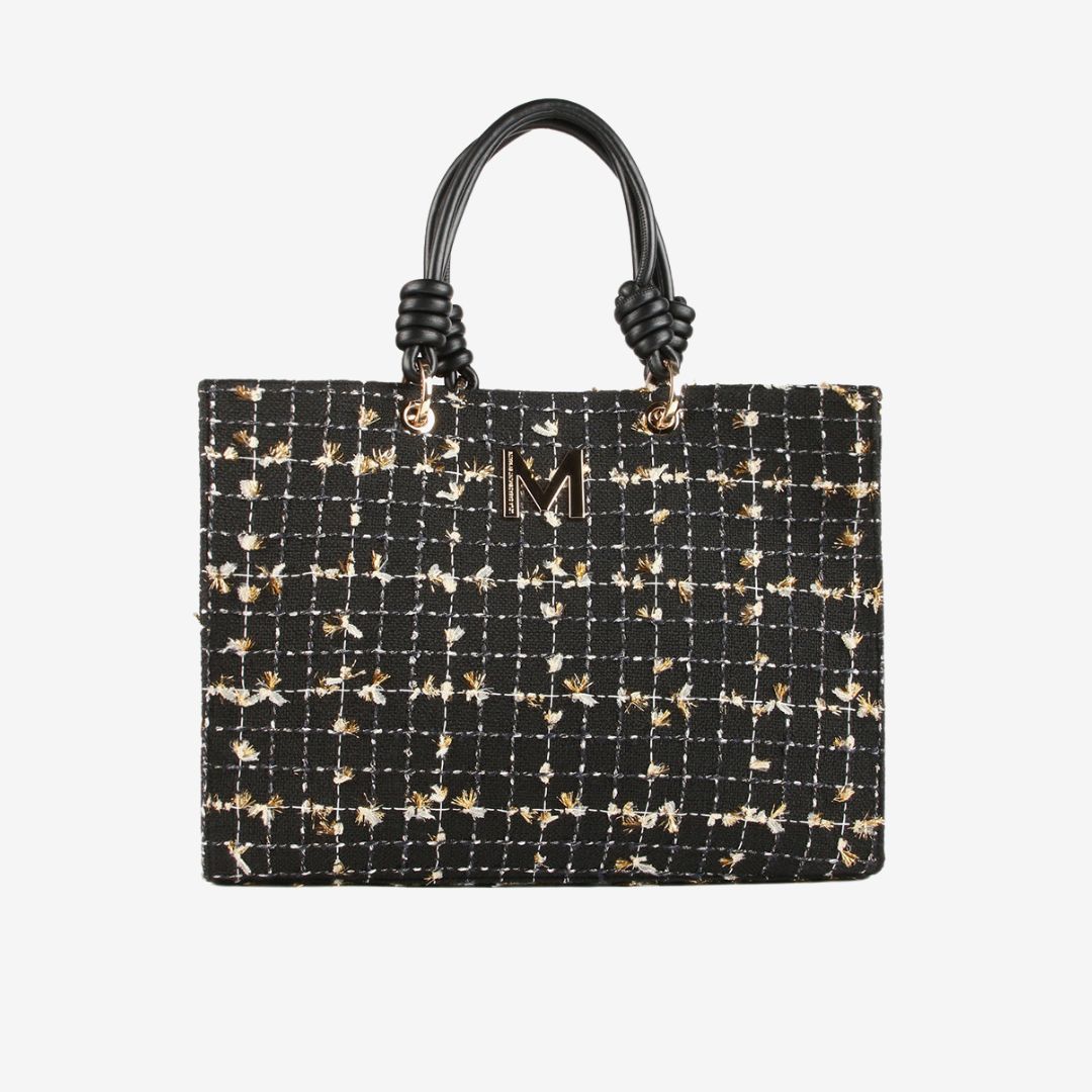 Lola Casademunt Tweed Tote Bag in Black & Gold