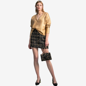 Lola Casademunt Women's Check Mini Skirt in Black & Brown