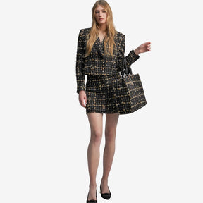 Lola Casademunt Women's Check Mini Skirt in Black & Brown