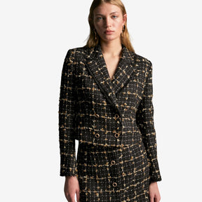 Lola Casademunt Women's Check Perfecto Jacket  in Black & Brown