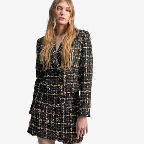 Lola Casademunt Women's Check Perfecto Jacket  in Black & Brown