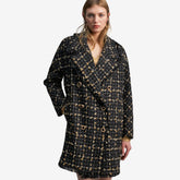 Lola Casademunt Women's Check Shimmer Coat in Black & Brown