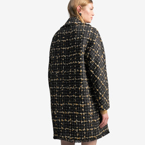 Lola Casademunt Women's Check Shimmer Coat in Black & Brown