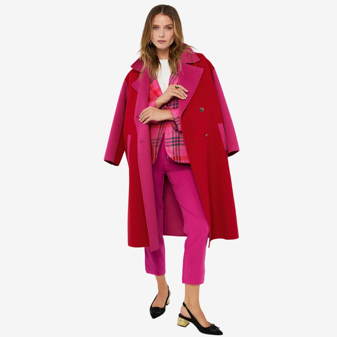 Lola Casademunt Women's Two-tone Handcrafted Coat in Red & Pink