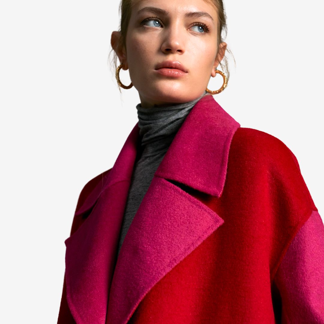 Lola Casademunt Women's Two-tone Handcrafted Coat in Red & Pink