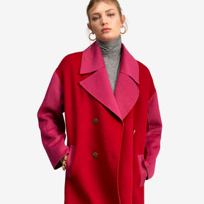 Lola Casademunt Women's Two-tone Handcrafted Coat in Red & Pink