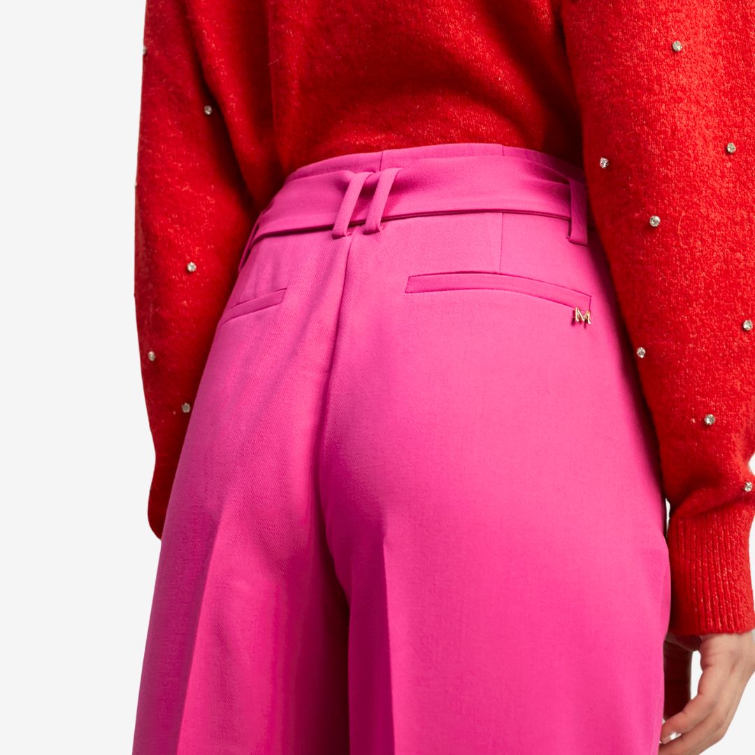 Lola Casademunt Women's Wide-Leg Trousers with Belt in Fuchsia