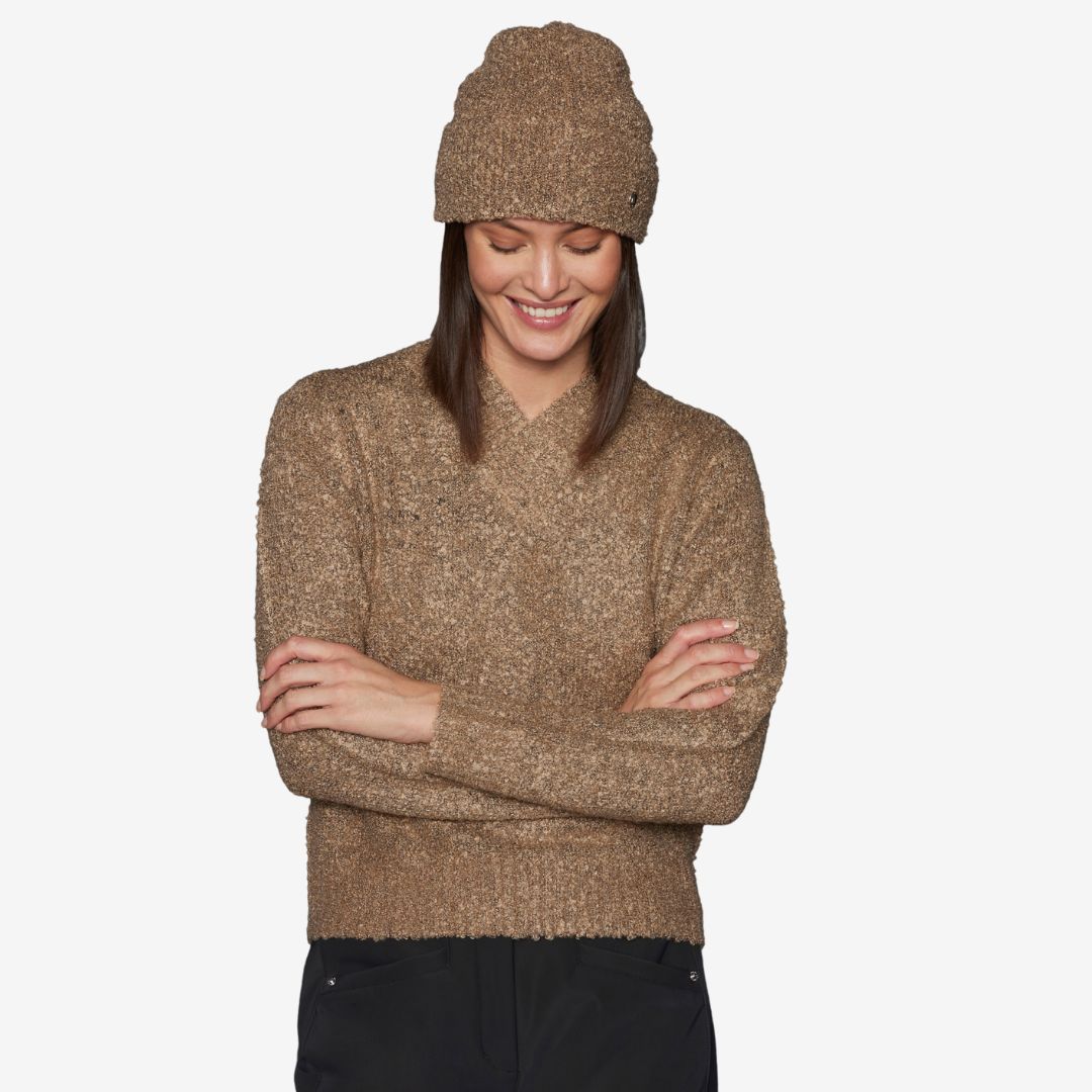 Mountain Horse Women's Leah V-Neck Jumper in Taupe