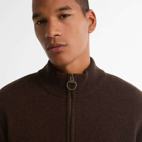 Barbour Men's Holden Half Zip Knit Jumper in Dark Oak