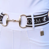 SandStorm Women's Gold Snaffle Belt in Brown with Logo Print
