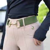 SandStorm Women's Gold Snaffle Belt in Olive Green