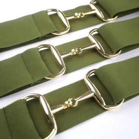 SandStorm Women's Gold Snaffle Belt in Olive Green