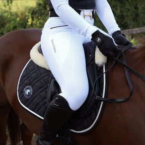 SandStorm Women's Lux Performance Hybrid Riding Leggings in White with Black Seat
