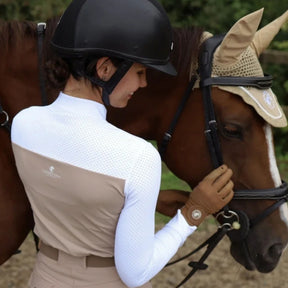 SandStorm Women's Show Riding Shirt in White & Beige
