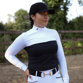 SandStorm Women's Show Riding Shirt in White & Black
