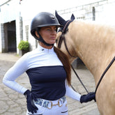 SandStorm Women's Show Riding Shirt in White & Navy