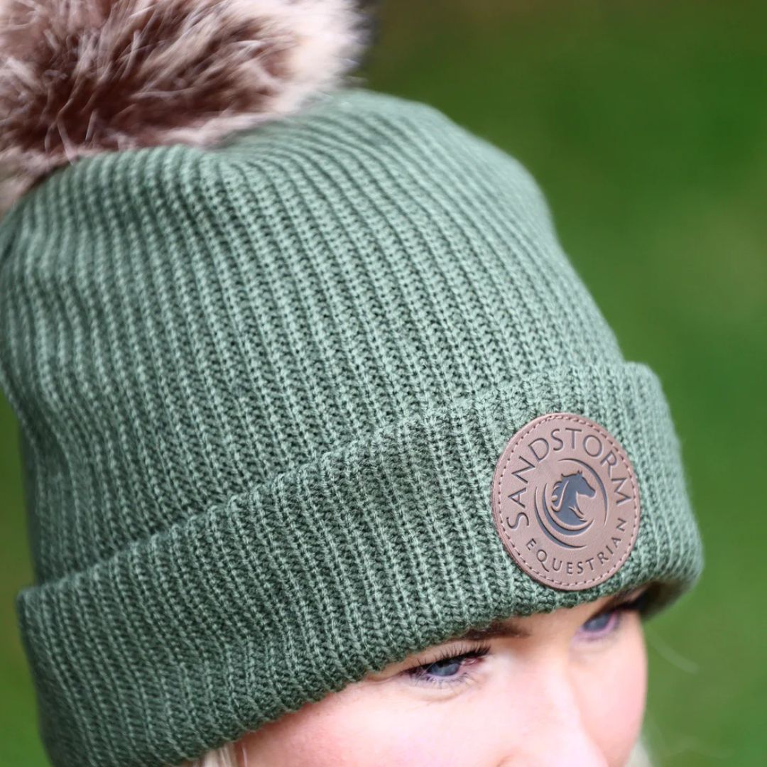 SandStorm Women's Fleece Lined Beanie in Forest Green