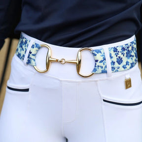 SandStorm Women's Gold Snaffle Belt in Vintage Rose Print