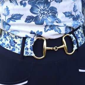 SandStorm Women's Gold Snaffle Belt in Vintage Rose Print