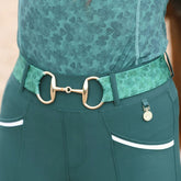 SandStorm Women's Gold Snaffle Logo Belt in Shamrock Print