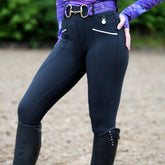 SandStorm Women's Lux Performance Hybrid Riding Leggings in Classic Black