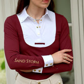 SandStorm Women's Show Riding Shirt in Merlot and White