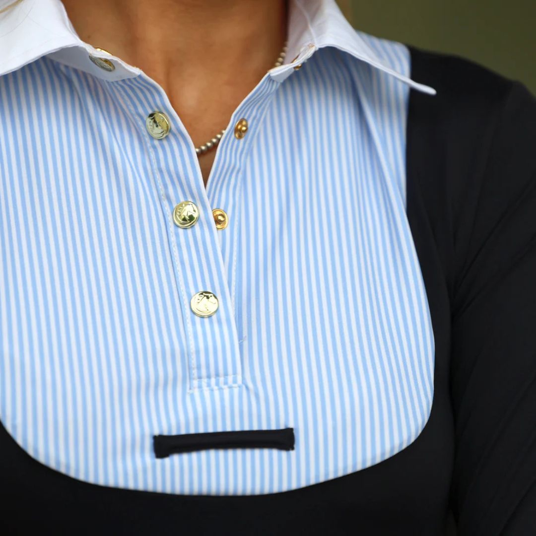 SandStorm Women's Show Riding Shirt in Navy and Blue & White Stripe