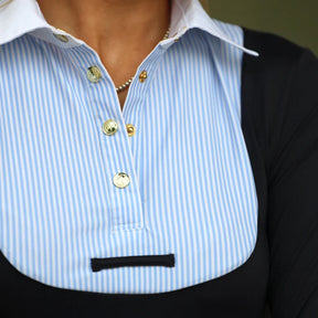 SandStorm Women's Show Riding Shirt in Navy and Blue & White Stripe
