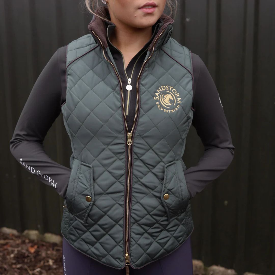 SandStorm Women's Tailored Quilted Gilet in Hunter Green