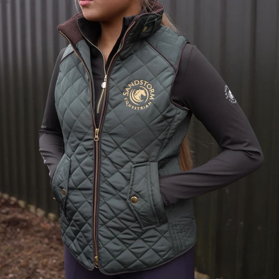SandStorm Women's Tailored Quilted Gilet in Hunter Green