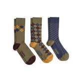 Schoffel Men's Bamboo Sock (Box of 3) in Mustard Argyle