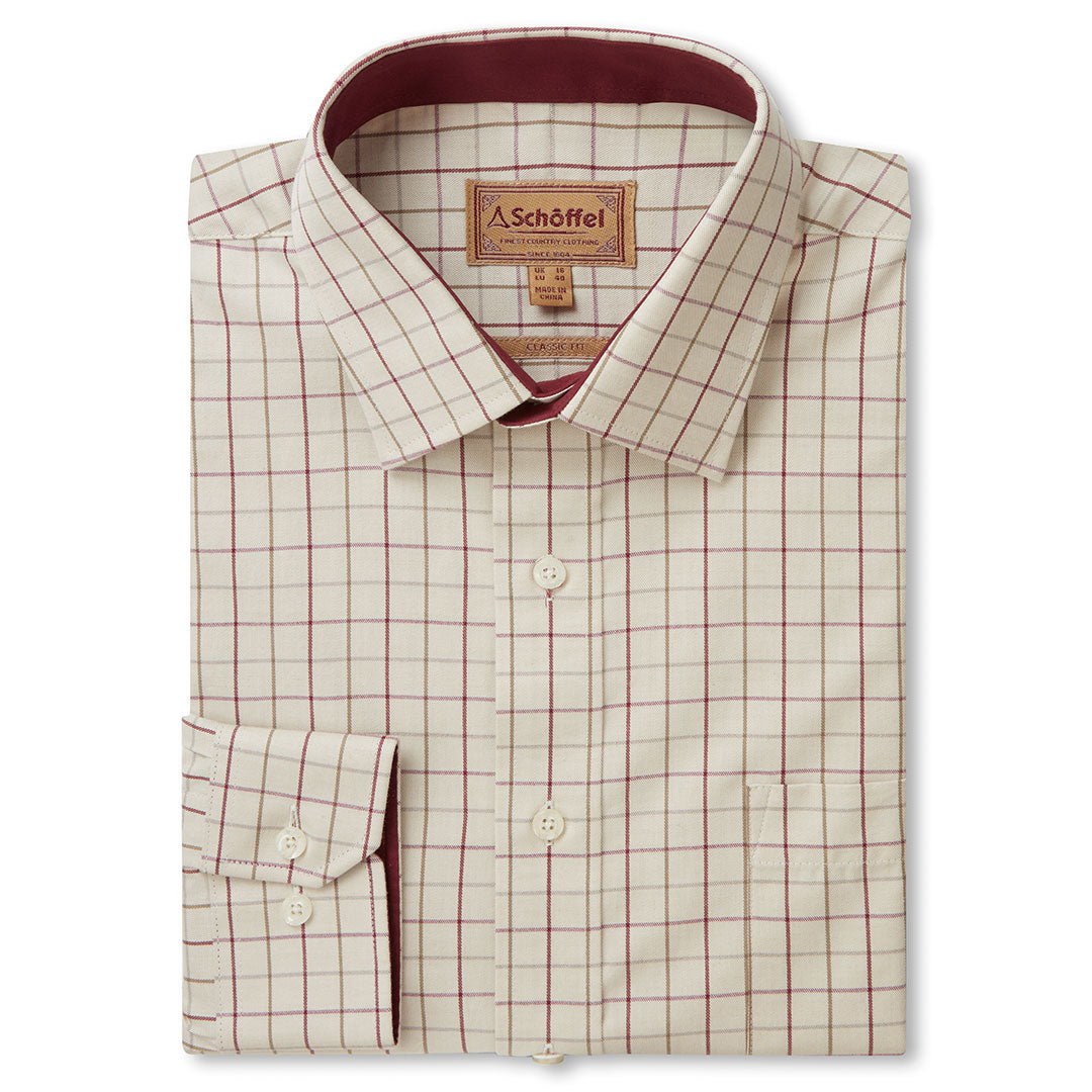 Schoffel Men's Burnham Tattersall Classic Shirt in Damson