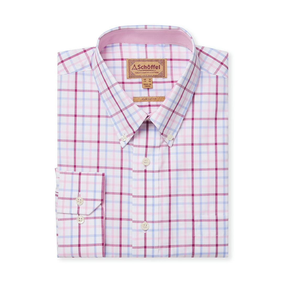 Schoffel Men's Holkham Classic Shirt in Pink, Blue and Raspberry Check