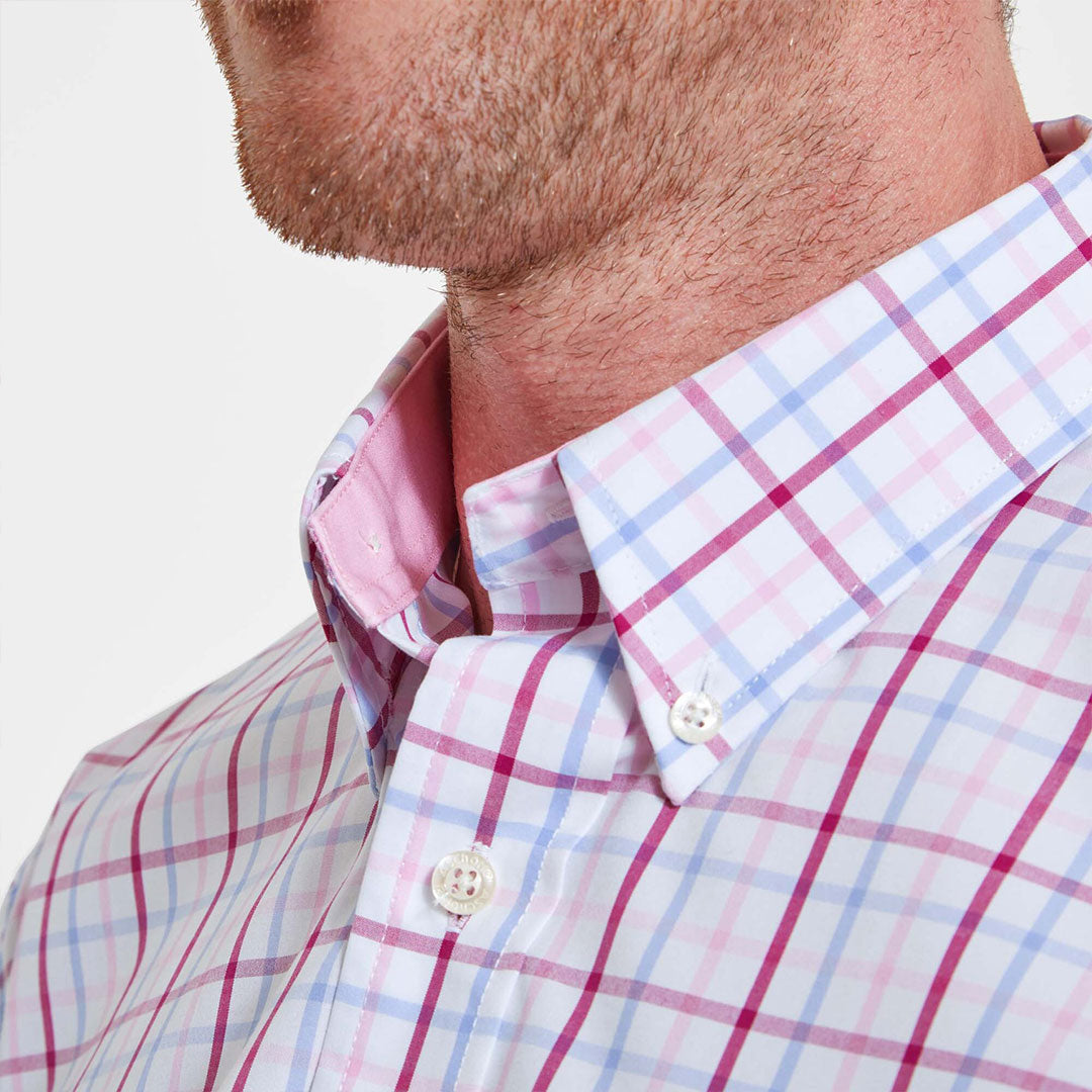 Schoffel Men's Holkham Classic Shirt in Pink, Blue and Raspberry Check