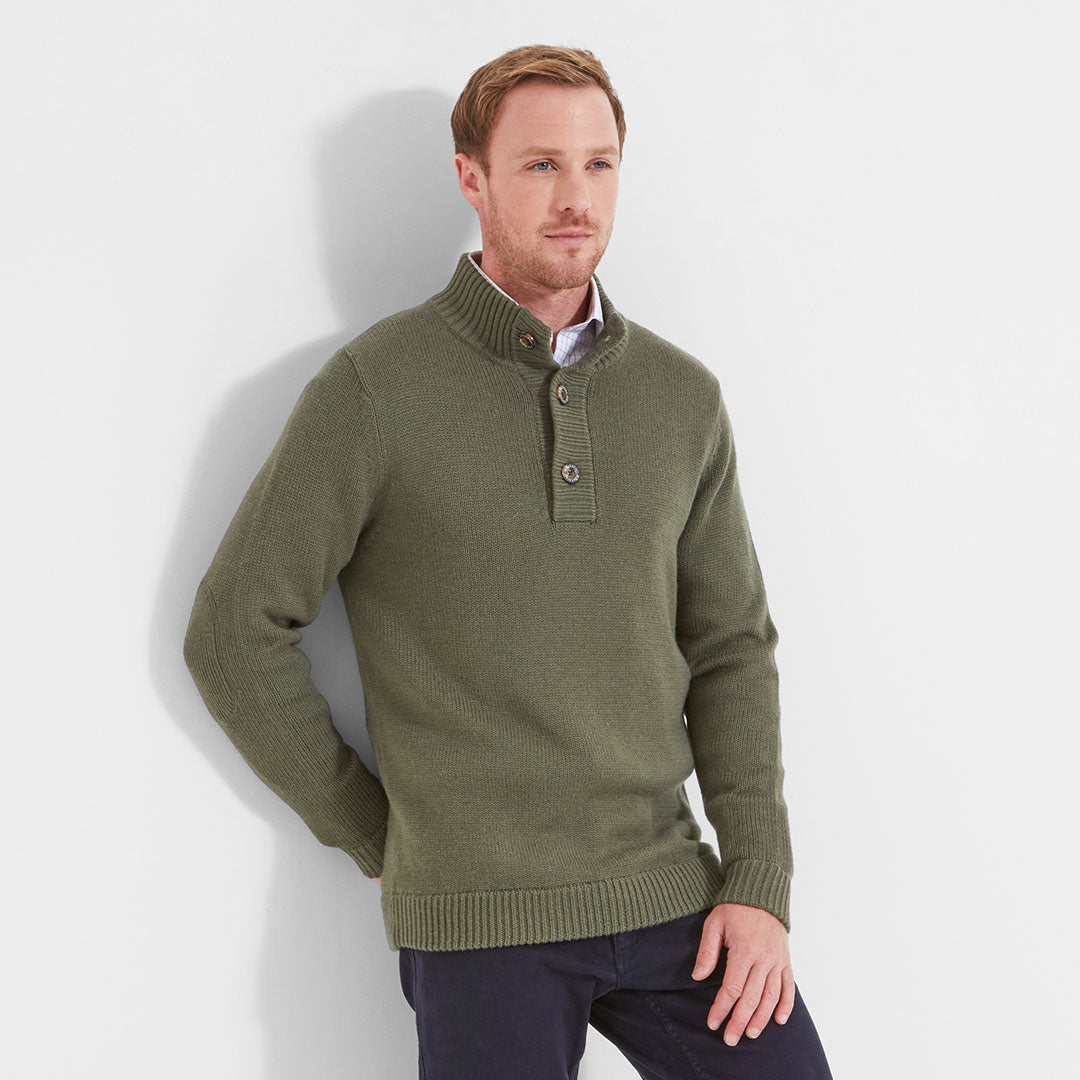 Schoffel Men's Kenmore Lambswool Mix Jumper in Moss