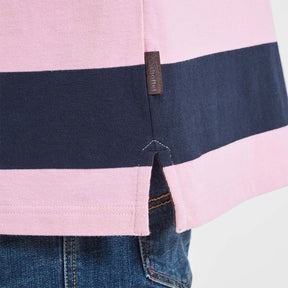 Schoffel Men's St. Mawes Rugby Shirt in Navy with Pink Stripes