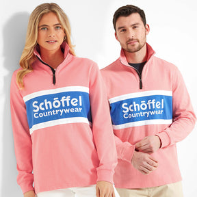 Schoffel Unisex Exeter Heritage 1/4 Zip Shirt in Flamingo