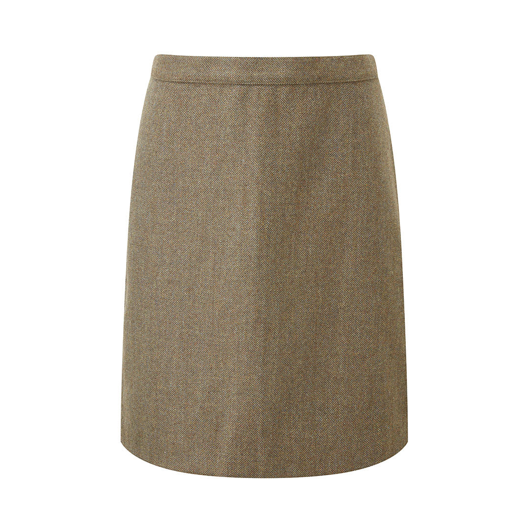 Schoffel Women's Beauly Herringbone Tweed Skirt in Loden Green