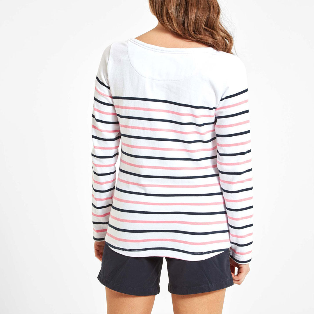 Schoffel Women's Beauport Top in White & Navy with Flamingo Stripes