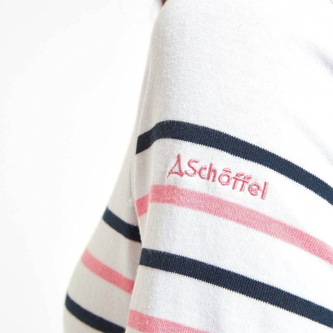 Schoffel Women's Beauport Top in White & Navy with Flamingo Stripes