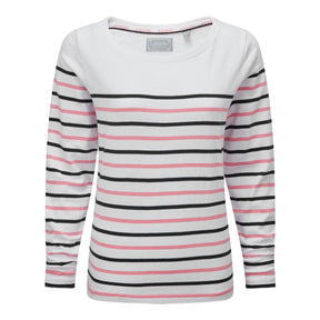 Schoffel Women's Beauport Top in White & Navy with Flamingo Stripes