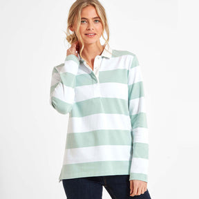 Schoffel Women's St. Mawgan Rugby Shirt in Mint with White Stripes