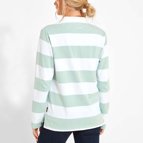 Schoffel Women's St. Mawgan Rugby Shirt in Mint with White Stripes