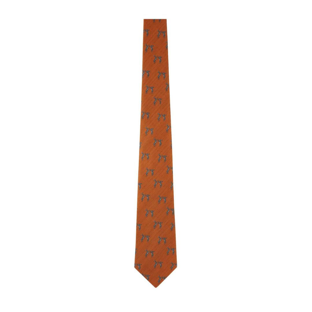 Schoffel Men's Ashford Silk Tie in Burnt Orange Hare