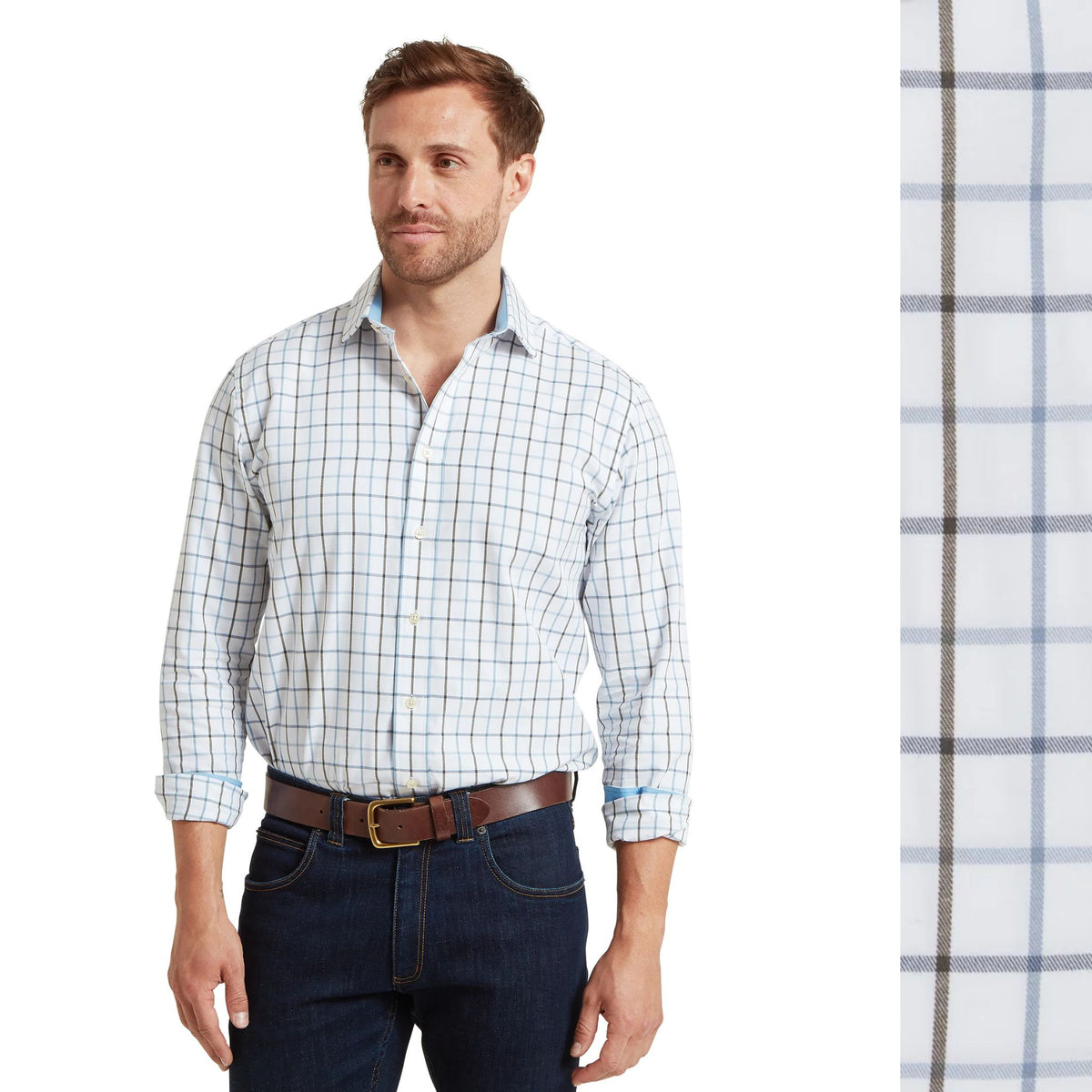 Schoffel Men's Baconsthorpe Tailored Shirt in Mountain Blue Check