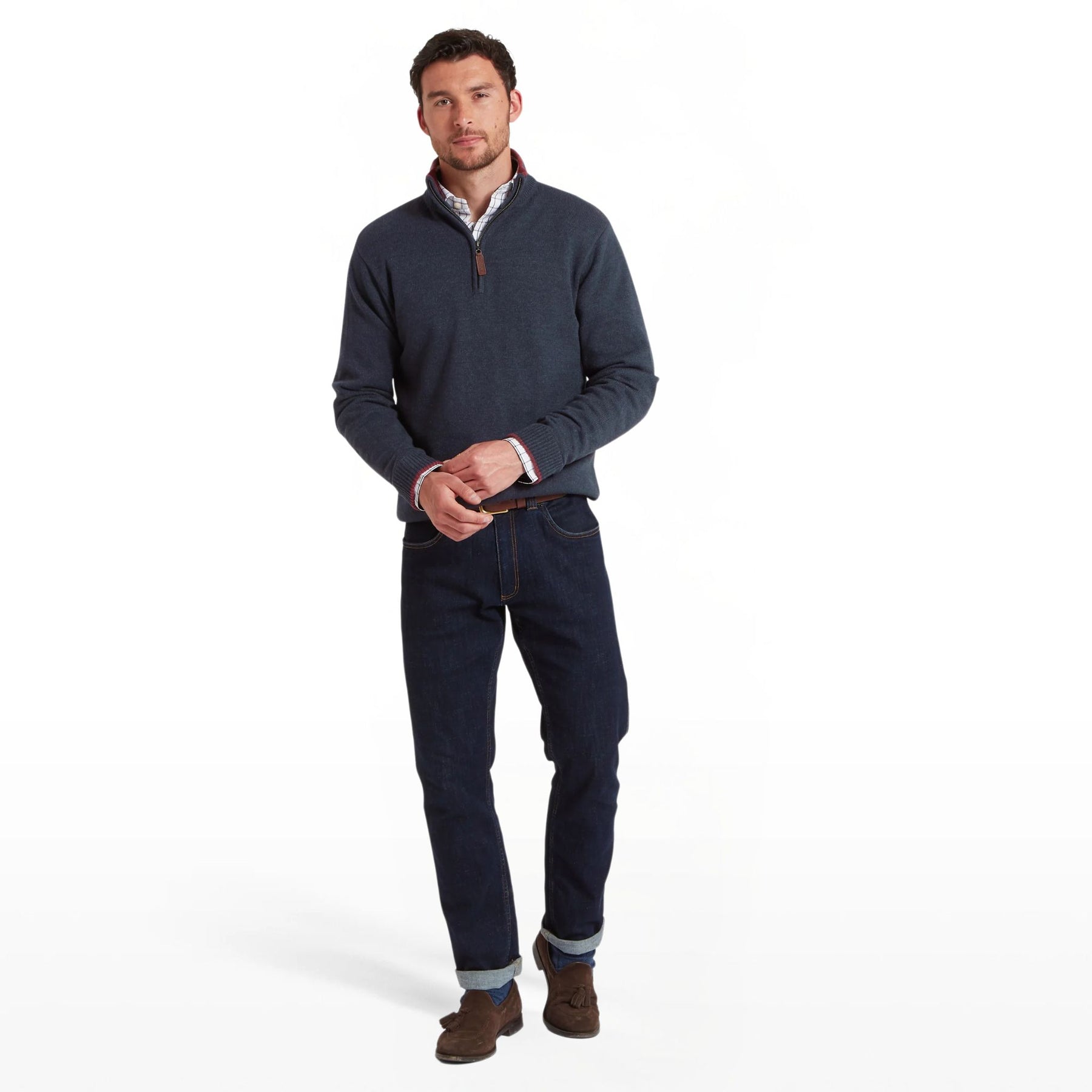Schoffel Men's Blair Quarter Zip Jumper in Ink Navy